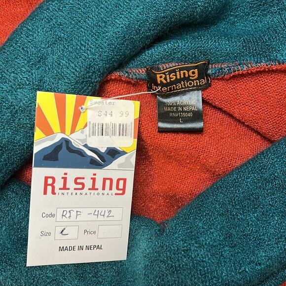 NWT Rising International Women's Size Large Tunic Dress Asymmetrical Orange Teal - Picture 3 of 4